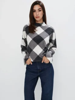 Pullover|Blusen, Hemden>MOHITO Pullover, Kariert Grau
