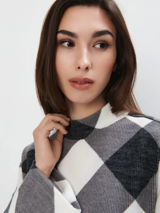 Pullover|Blusen, Hemden>MOHITO Pullover, Kariert Grau
