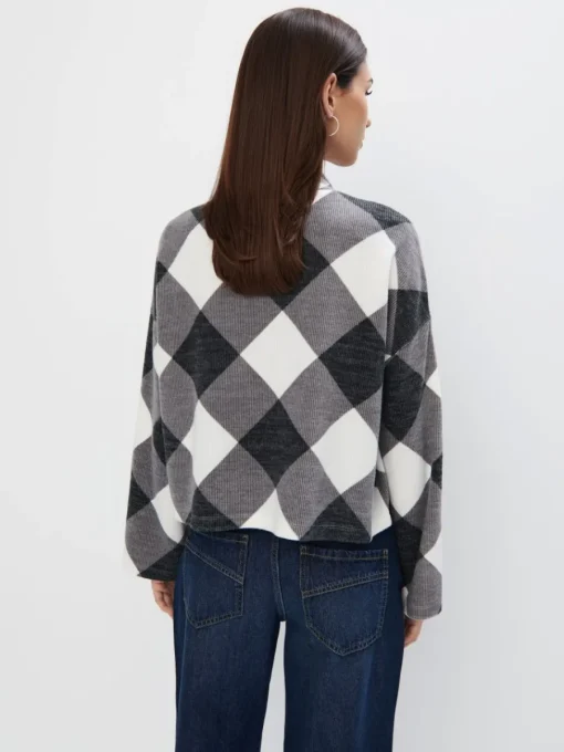 Pullover|Blusen, Hemden>MOHITO Pullover, Kariert Grau
