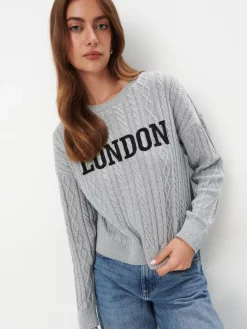 Pullover>MOHITO Pullover mit aufschrift Grau