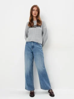 Pullover>MOHITO Pullover mit aufschrift Grau
