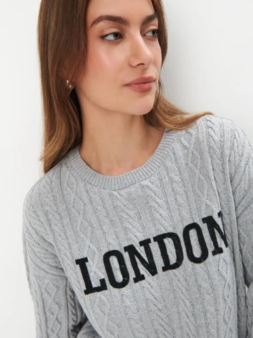 Pullover>MOHITO Pullover mit aufschrift Grau