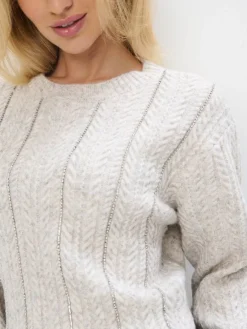 Pullover></noscript>MOHITO Pullover mit dekorativem Strickmuster Grau