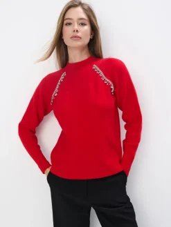 Pullover>MOHITO Pullover mit dekorativen Elementen Rot