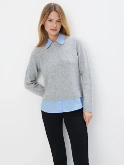 Pullover>MOHITO Pullover mit Hemdbluse Grau