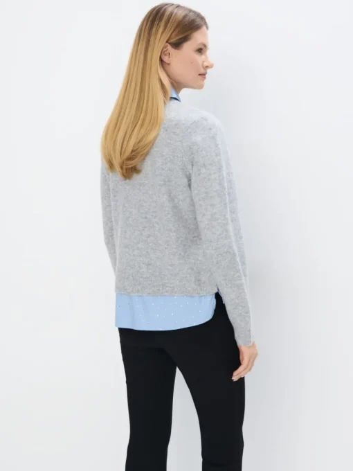 Pullover>MOHITO Pullover mit Hemdbluse Grau