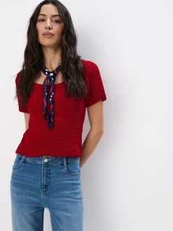 Pullover|T-shirts, Tops>MOHITO Pullover mit Kurzen Ärmeln Rot