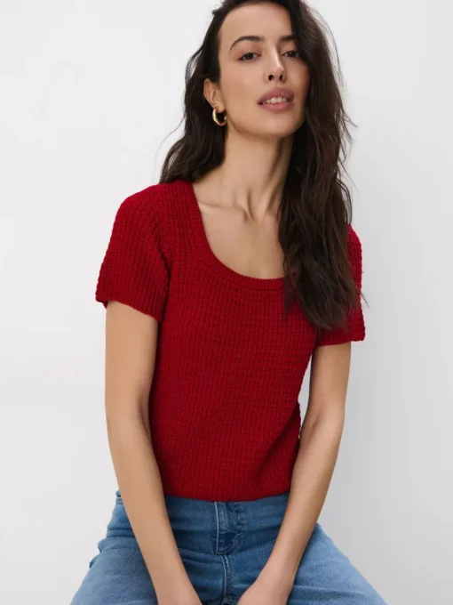 Pullover|T-shirts, Tops>MOHITO Pullover mit Kurzen Ärmeln Rot