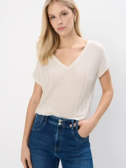 Pullover|T-shirts, Tops>MOHITO Pullover mit Metallischem Faden Creme