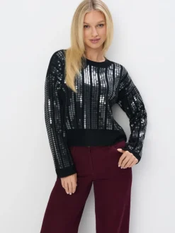 Pullover>MOHITO Pullover mit Pailletten Schwarz
