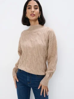 Pullover>MOHITO Pullover mit Stehkragen Beige