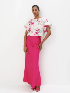 Röcke>MOHITO Satin Maxi-Rock Fuchsia