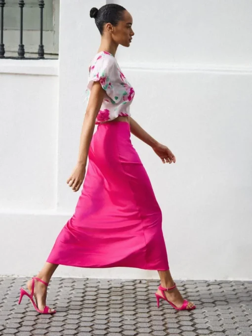 Röcke>MOHITO Satin Maxi-Rock Fuchsia