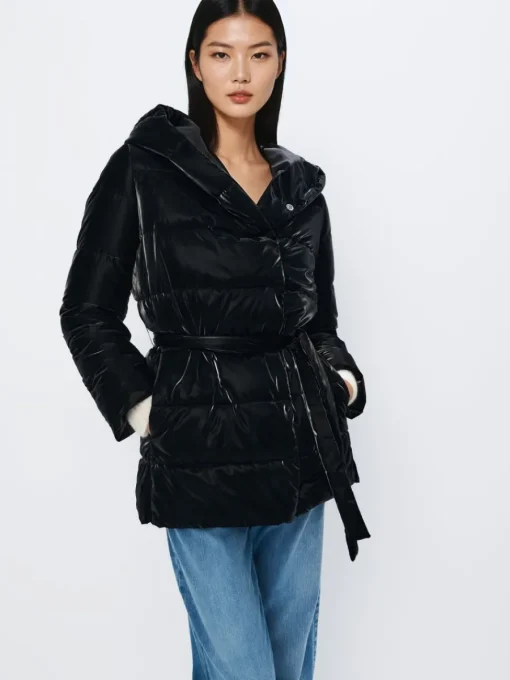 Jacken, Mäntel>MOHITO e Steppjacke mit Kapuze und Taillengürtel Schwarz