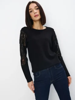 Pullover>MOHITO er Pullover mit Paillettenärmeln Schwarz