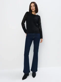 Pullover>MOHITO er Pullover mit Paillettenärmeln Schwarz