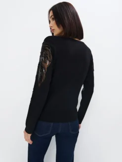 Pullover></noscript>MOHITO er Pullover mit Paillettenärmeln Schwarz