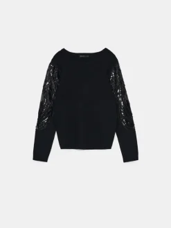 Pullover></noscript>MOHITO er Pullover mit Paillettenärmeln Schwarz