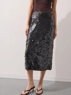 Röcke></noscript>MOHITO Sequin midi skirt Dunkelbraun