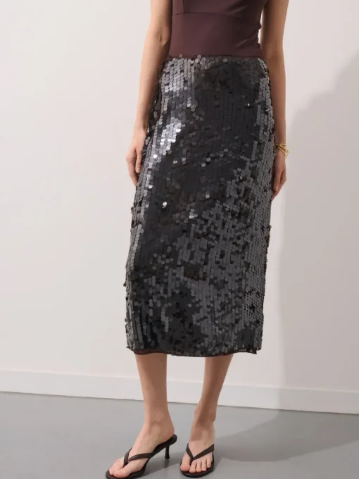 Röcke>MOHITO Sequin midi skirt Dunkelbraun
