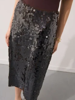 Röcke></noscript>MOHITO Sequin midi skirt Dunkelbraun