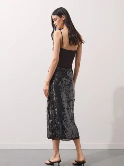 Röcke></noscript>MOHITO Sequin midi skirt Dunkelbraun