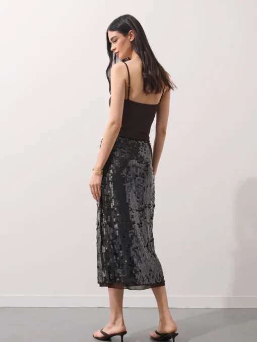 Röcke>MOHITO Sequin midi skirt Dunkelbraun