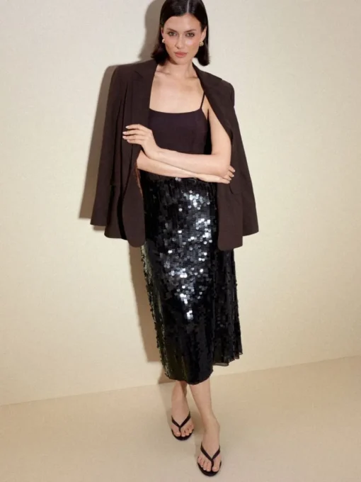 Röcke>MOHITO Sequin midi skirt Dunkelbraun