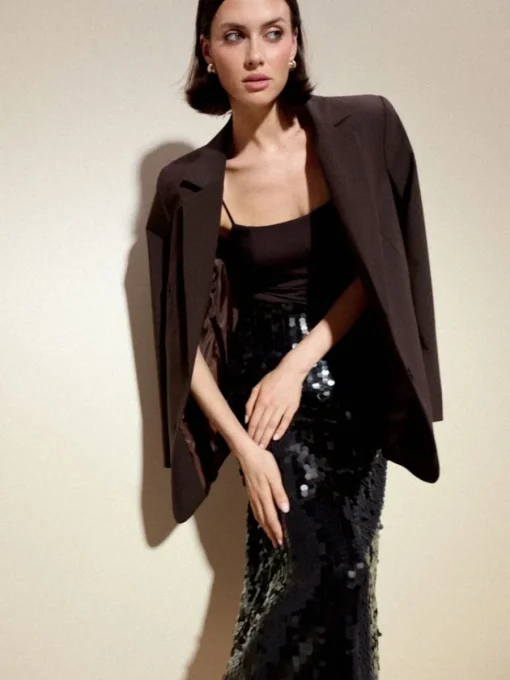 Röcke>MOHITO Sequin midi skirt Dunkelbraun