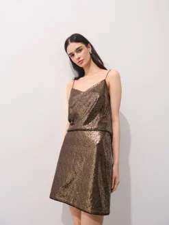 Blusen, Hemden>MOHITO Sequin top Dunkelbraun
