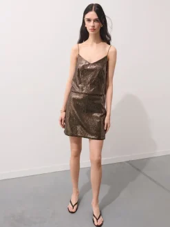 Blusen, Hemden>MOHITO Sequin top Dunkelbraun