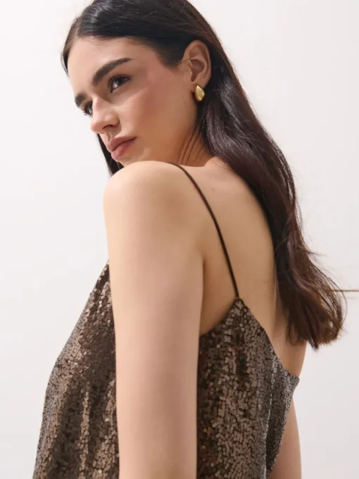 Blusen, Hemden>MOHITO Sequin top Dunkelbraun