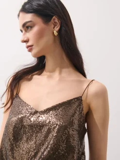 Blusen, Hemden></noscript>MOHITO Sequin top Dunkelbraun