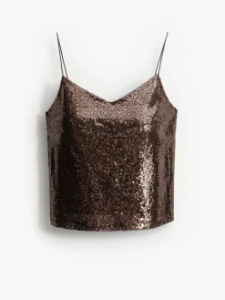 Blusen, Hemden></noscript>MOHITO Sequin top Dunkelbraun
