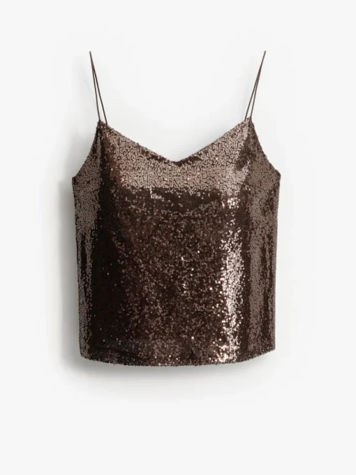 Blusen, Hemden>MOHITO Sequin top Dunkelbraun