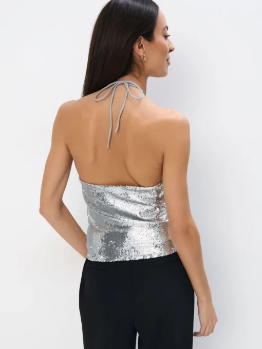 T-shirts, Tops>MOHITO Sequin top Silber