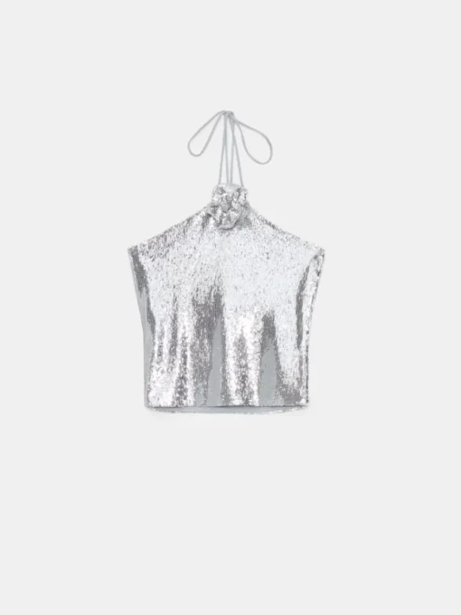 T-shirts, Tops>MOHITO Sequin top Silber