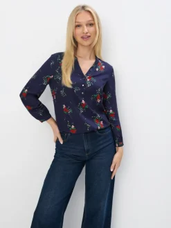 Blusen, Hemden>MOHITO Shirt mit V-Ausschnitt Navy