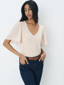 Blusen, Hemden>MOHITO Shirt mit V-Ausschnitt Nude