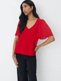 Blusen, Hemden>MOHITO Shirt mit V-Ausschnitt Rot