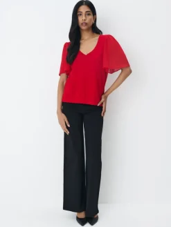 Blusen, Hemden>MOHITO Shirt mit V-Ausschnitt Rot