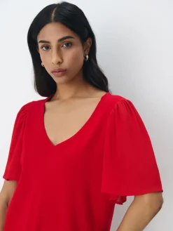 Blusen, Hemden></noscript>MOHITO Shirt mit V-Ausschnitt Rot