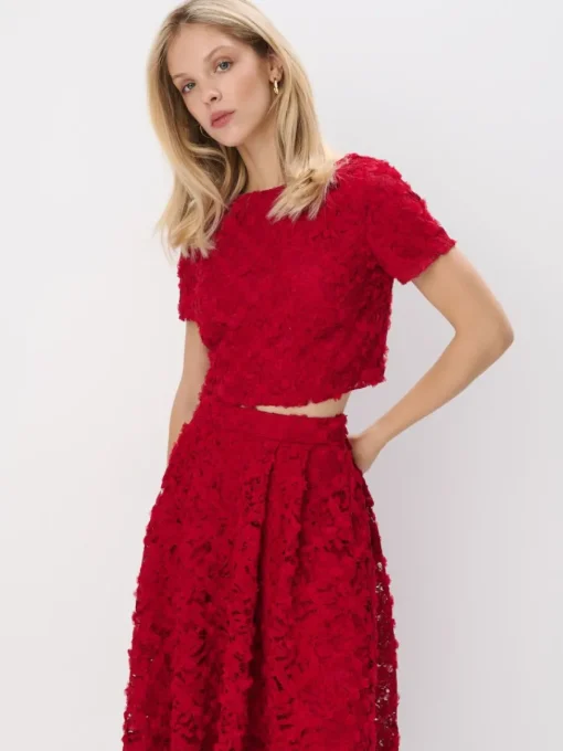 Sets>MOHITO Spitzenbluse Rot