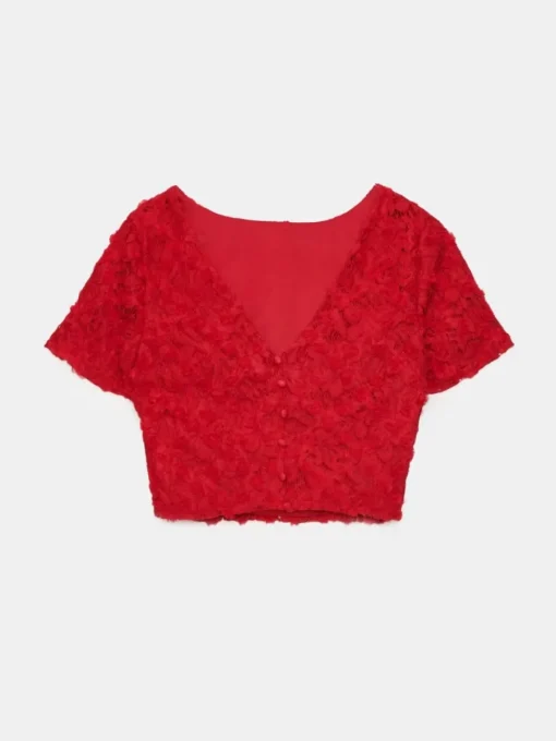 Sets>MOHITO Spitzenbluse Rot