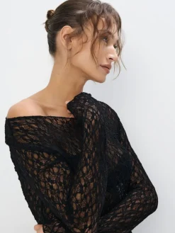 Blusen, Hemden></noscript>MOHITO Spitzenbluse Schwarz