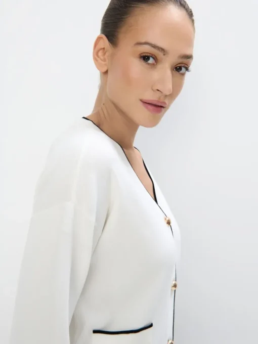 Pullover>MOHITO Strickjacke Creme