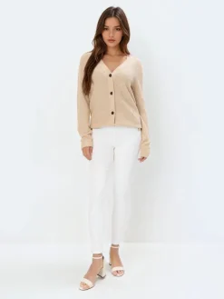Pullover>MOHITO Strickjacke mit metallisiertem Faden sand