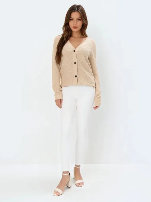 Pullover>MOHITO Strickjacke mit metallisiertem Faden sand
