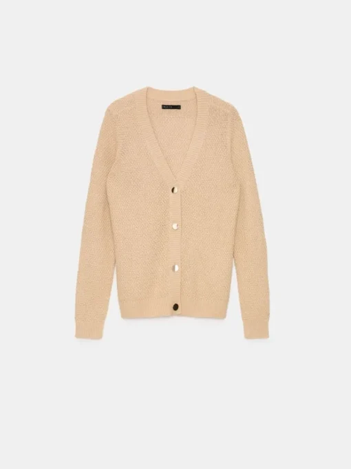 Pullover>MOHITO Strickjacke mit metallisiertem Faden sand