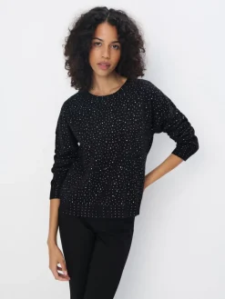 Pullover>MOHITO Strickkleid mit Kristalle Schwarz